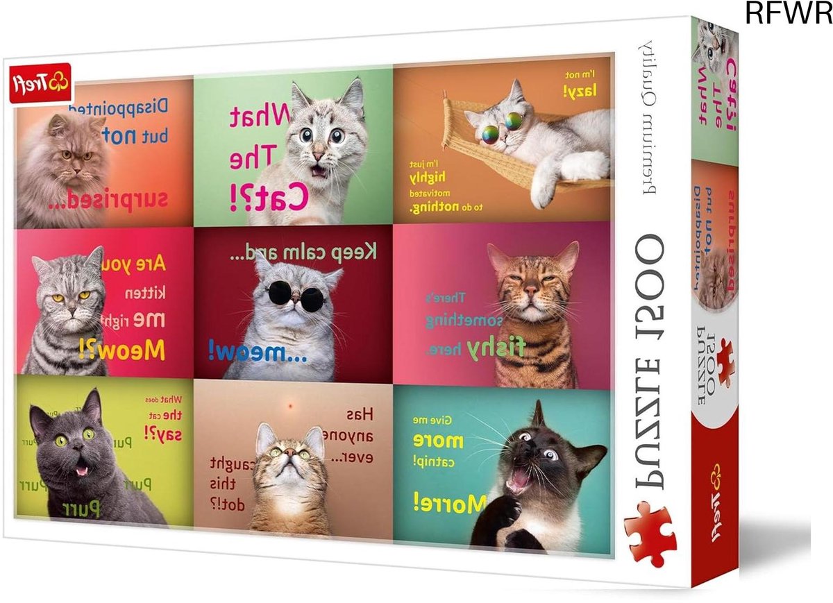 RFWR® Grappige kattenportretten puzzel 1500 stukjes - Creatieve ontspanning voor volwassenen en kinderen vanaf 12 jaar
