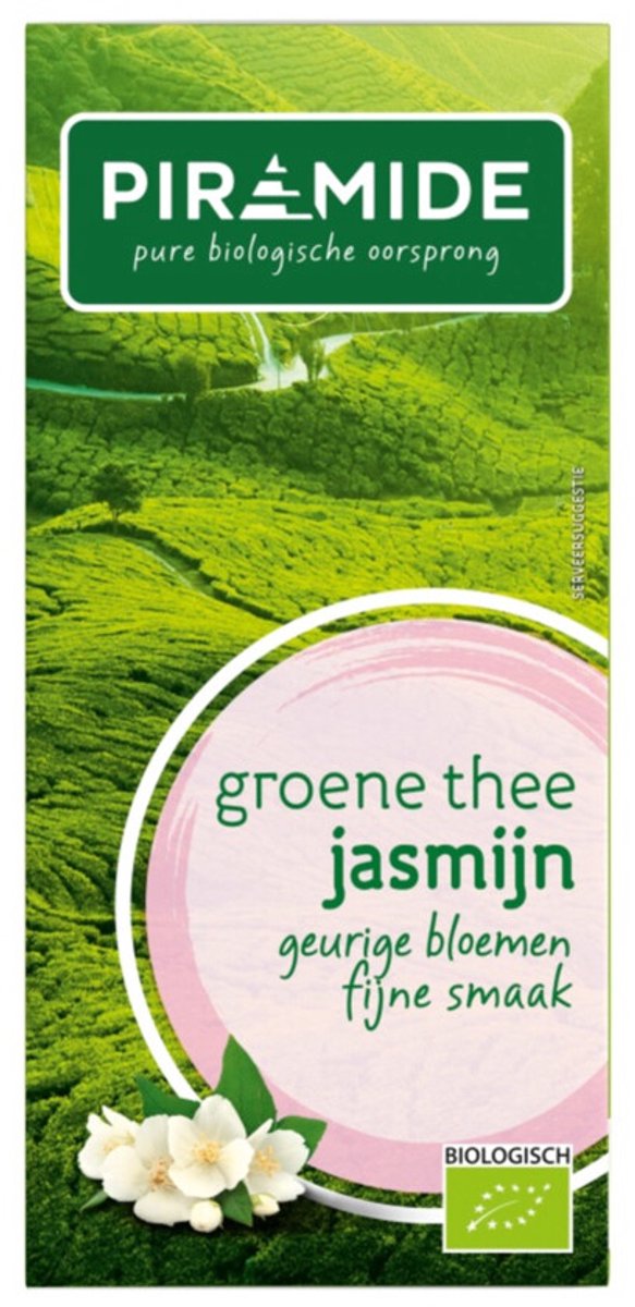 Piramide Biologische Groene Theezakjes Jasmijn - 3 x 20 stuks - Voordeelverpakking