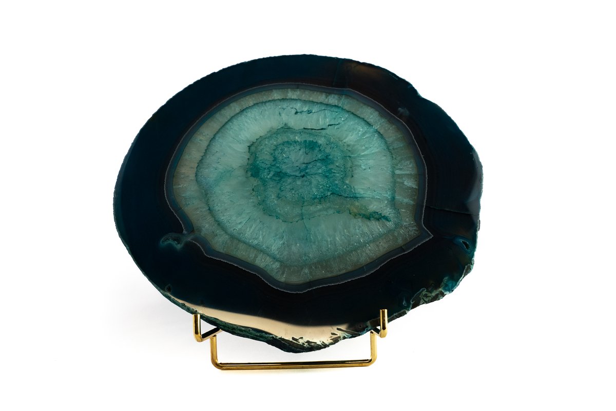 Blauwe agaat schijf | 4,5 kg | unieke interieuraccessoire | interieurschat | excl. standaard