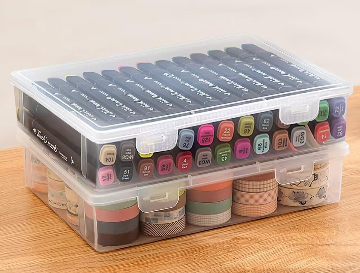 Ibenzoa® Stapelbare en Transparante Opbergdozen met Deksel voor Diverse Toepassingen - Set van 2 Stuks