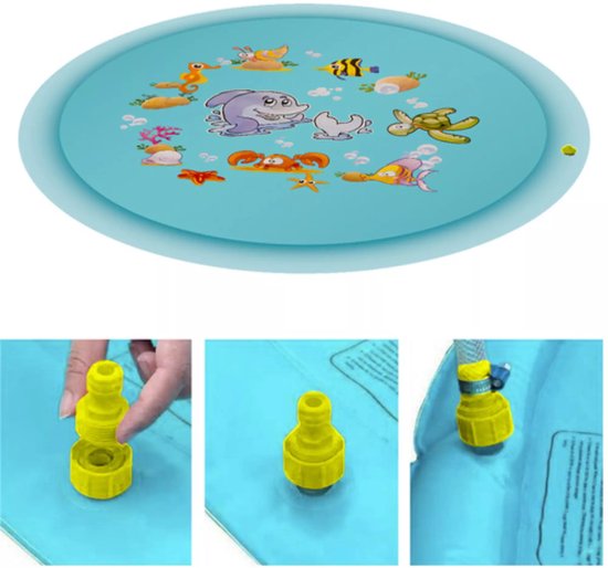 Foto: Kruzzel waterspeelmat 150 cm kleurrijke sproeiermat voor kinderen in de tuin