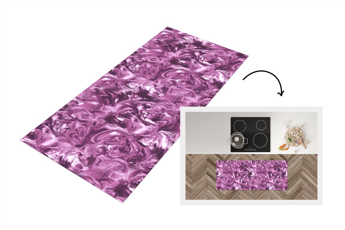 KitchenYeah Keukenloper 120x50 cm - Keukenmat vinyl Marmer - Verf - Structuur - Patronen - Keukenmatten loper - Keuken vloerkleed tapijt