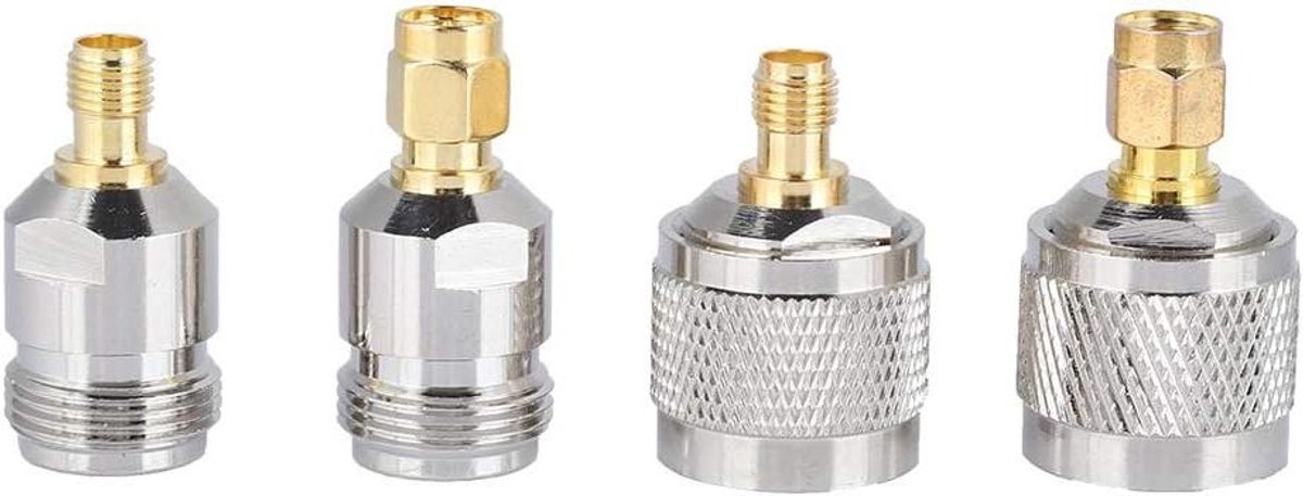 JGS Premium - 4 stuks SMA naar N adapter voor antenne WLAN coaxkabel - N-stekker/bus naar SMA female - RF coaxiale connector adapter aansluiting