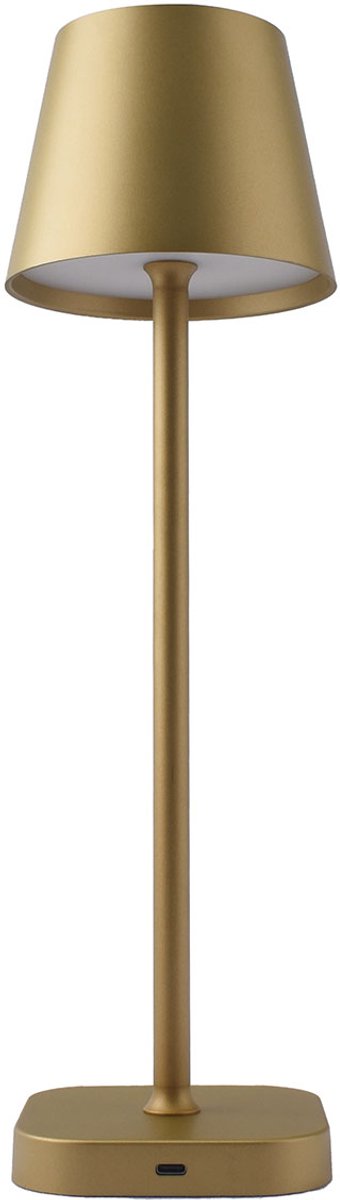 FlinQ Tafellamp Lume - Tafellamp Oplaadbaar - Tafellamp slaapkamer - Oplaadbaar - Dimbaar met geheugenstand - 3 lichtstanden - 38cm - Goud