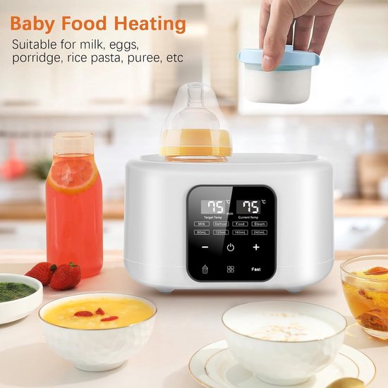 Flessenwarmer voor baby's, 6-in-1 sterilisator voor babyflessen met digitaal display in temperatuurregeling, snelle flessenwarmer voor moedermelk in kunstvoeding, dubbele flessenwarmer voor verwarmen in ontdooien, 48 uur warmhouden — afbeelding 2