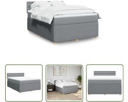 vidaXL Matras - Boxspring - Boxspring met matras stof lichtgrijs 140x200 cm - Slaapcomfort - Pocketvering - Latex