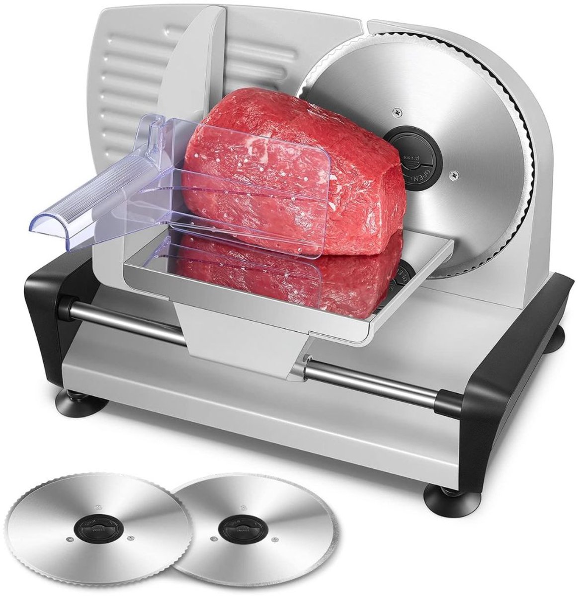 Zylo® Vleessnijmachine - Snijmachine Allessnijder -Vleessnijmachine Voor Thuis - met Instelbare Snijdikte 0-15 mm - 40x25x25cm - Zilver