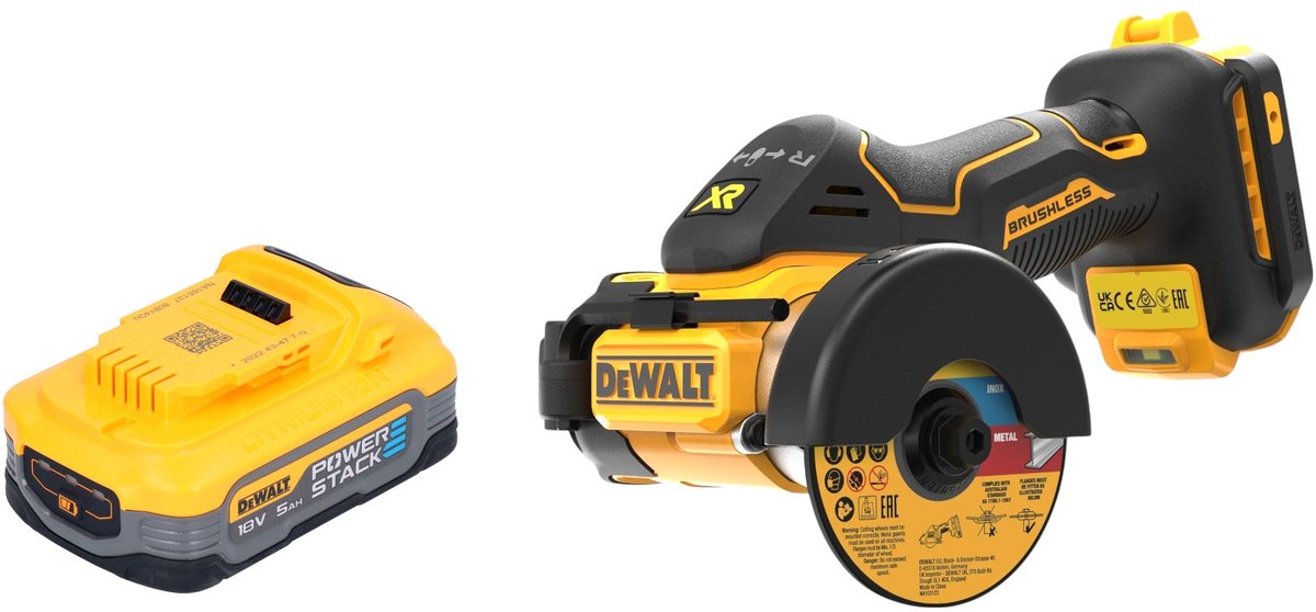 DeWalt DCS 438 N accu multimaterialensnijder 18 V 76 mm borstelloos + 1x Powerstack accu 5.0 Ah - zonder lader