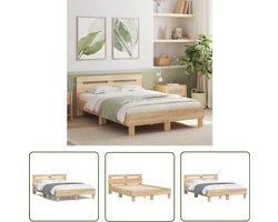 vidaXL Houten Bed - Bed Frame - Bedframe met hoofdeinde bewerkt hout sonoma eiken 120x190 cm - Sonoma Eiken Bed - Tweepersoons Bed - Bed Met Hoofdeinde