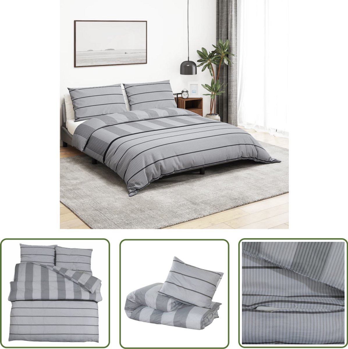 vidaXL Katoenen Dekbedovertrek - Dekbedovertrek - Dekbedovertrekset 220x240 cm katoen grijs - Grijs Dekbedovertrek - Dekbedovertrek Set - Bedding