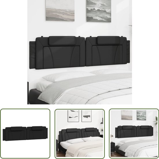 vidaXL de tête de lit Viana 200 cm en similicuir noir - Confort de couchage - Tête de lit Design - Tête de lit en similicuir
