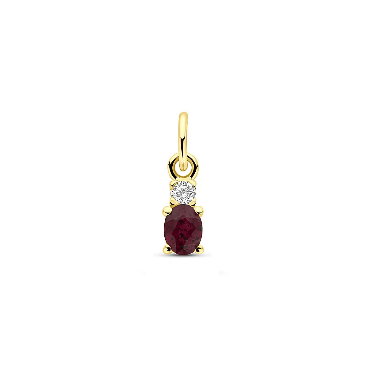 14K geelgouden hanger robijn en zirkonia 12 mm - 4034251
