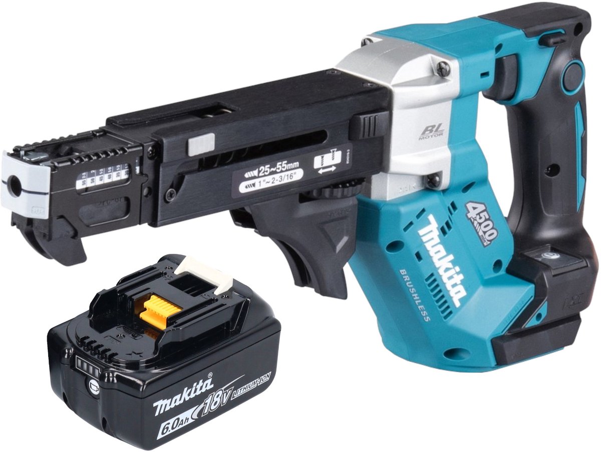 Makita DFR 552 G1 accu-magazijnschroevendraaier 18 V 25 - 55 mm borstelloos + 1x accu 6.0 Ah - zonder oplader
