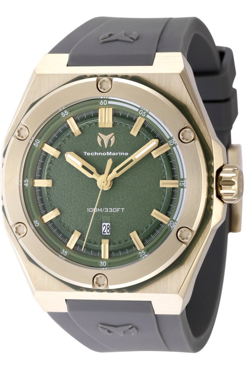 TechnoMarine CORAL - Legacy TM-416092 Heren Horloge - Waterdicht - Analoog - Quartz Uurwerk - Roestvrij Staal met groene Wijzerplaat - 45mm