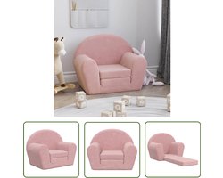 vidaXL Kidsmeubilair - Kinderkamer - Kinderslaapbank zacht pluche roze - Slaapbank Voor Kinderen - Roze Meubel - Pluch Sofa