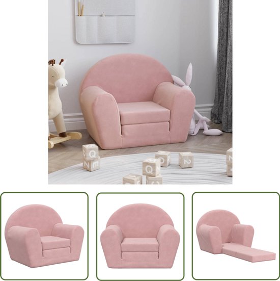 vidaXL Kinderslaapbank zacht pluche – Roze