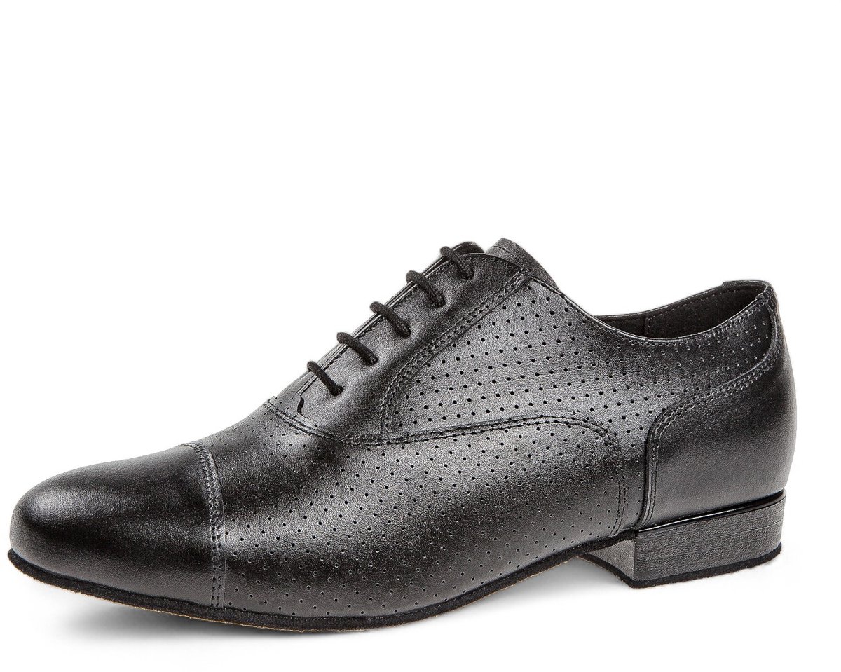 Diamant 088 - 076 - 042 - Heren dansschoenen met hoge instap - Soepel zwart leer - Geperforeerd leer - Extra hoge instap voor heren met een hoge wreef - Suede zool - Latin, Ballroom, Tango, Salsa, Kizomba, Bachata - Diamant - Zwart - 47