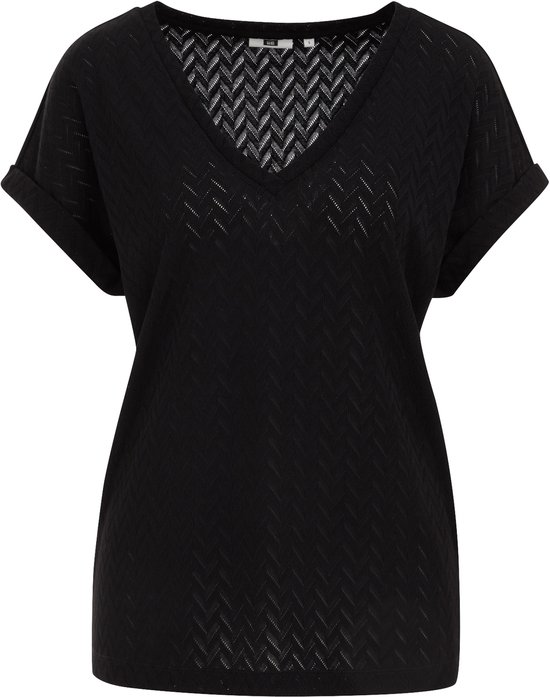 WE Fashion Dames T-shirt met opengewerkt dessin