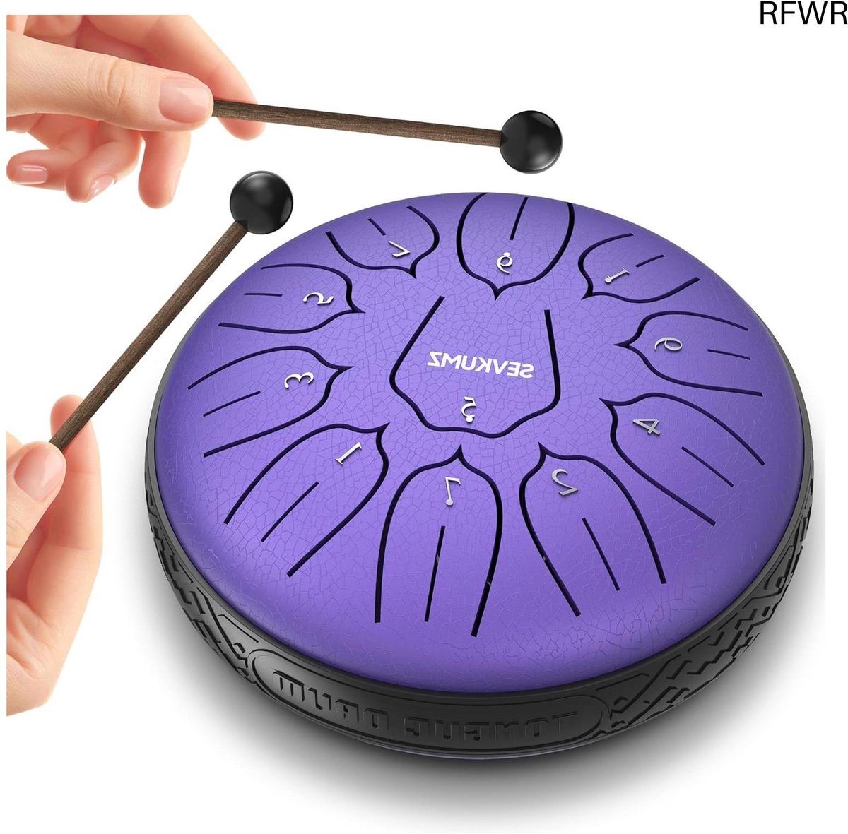 RFWR® Tongdrum 15 cm - D-majeur, 11 tonen, slaginstrument voor meditatie en yoga, ideaal voor beginners