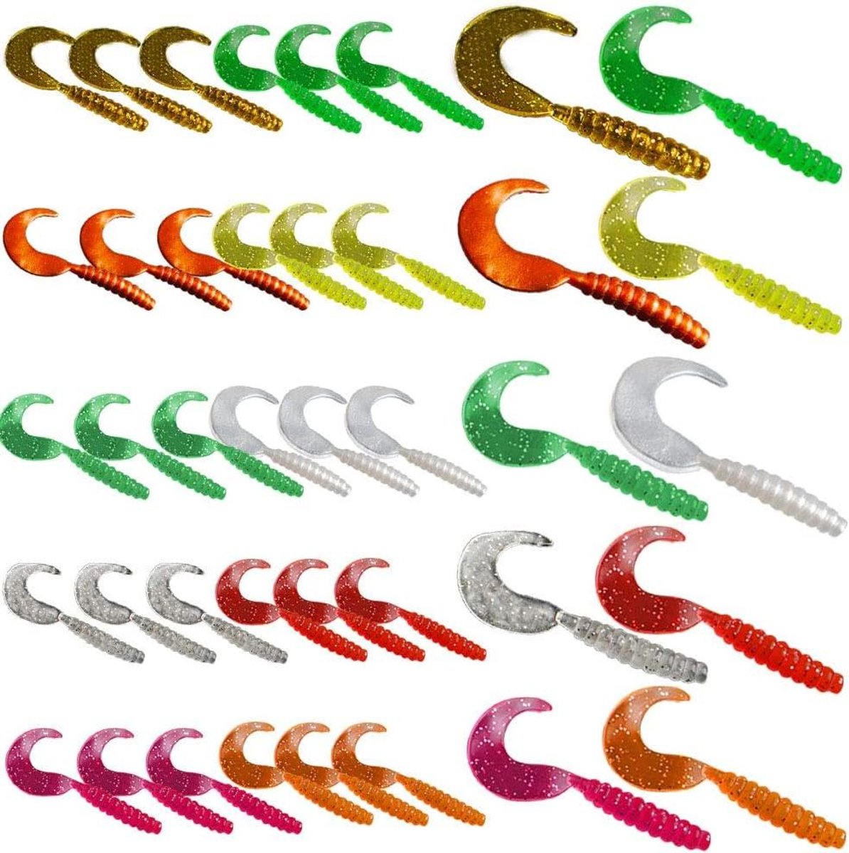 40 stuks Zachte Siliconen Kunstmatige Regenworm Lokken voor Vissen - Sterke Verleiding, Groene Omgeving | Simulatie Wormen, Plastic Aas Pees Wormen
