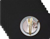 Napperons de table 6 pièces - Set de table - Napperons de table Plastique - Napperons de table Aspect cuir - 45x30 cm - Zwart
