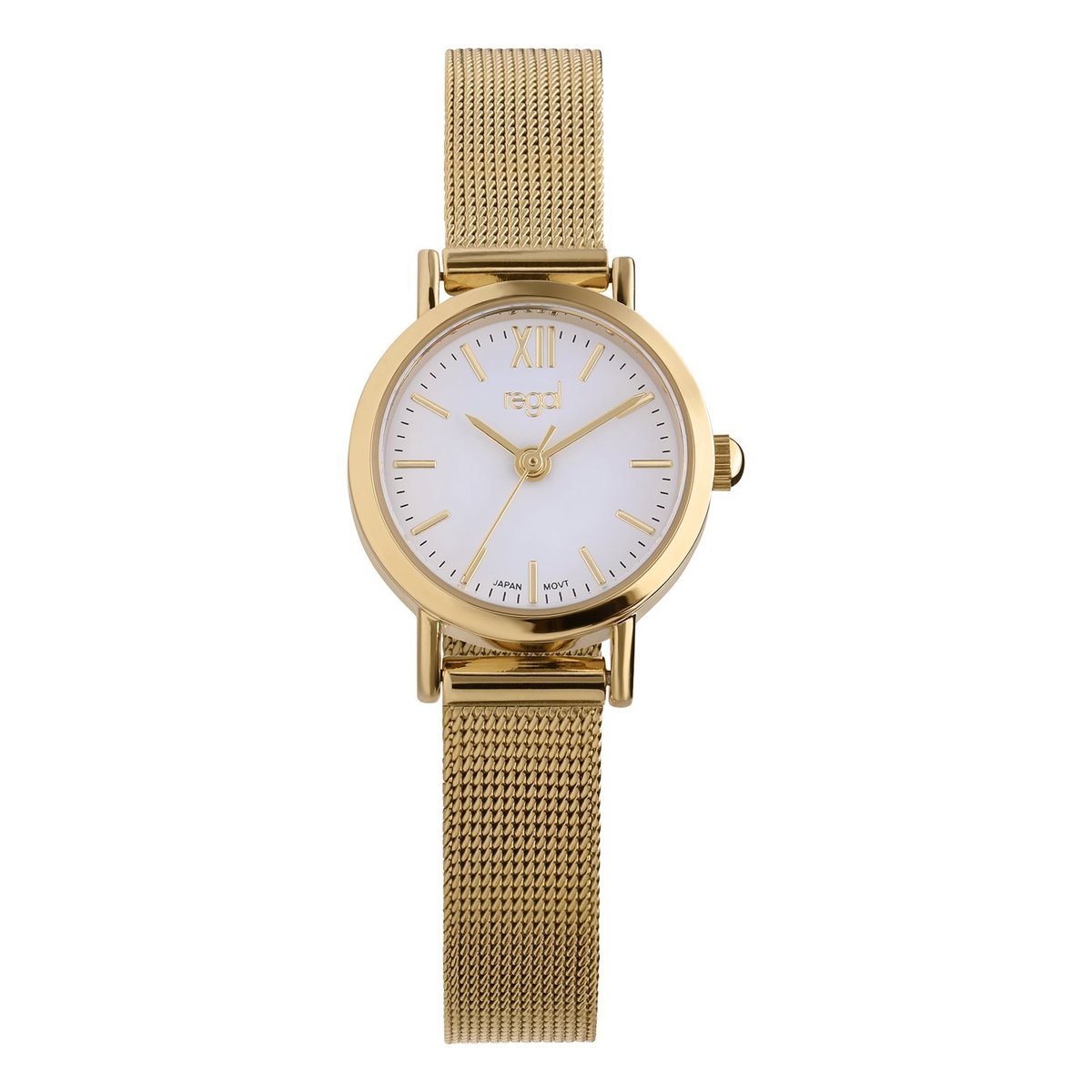Lucardi Dames Regal horloge met goudkleurige meshband - Horloge - Alloy - Goudkleurig - 22 mm