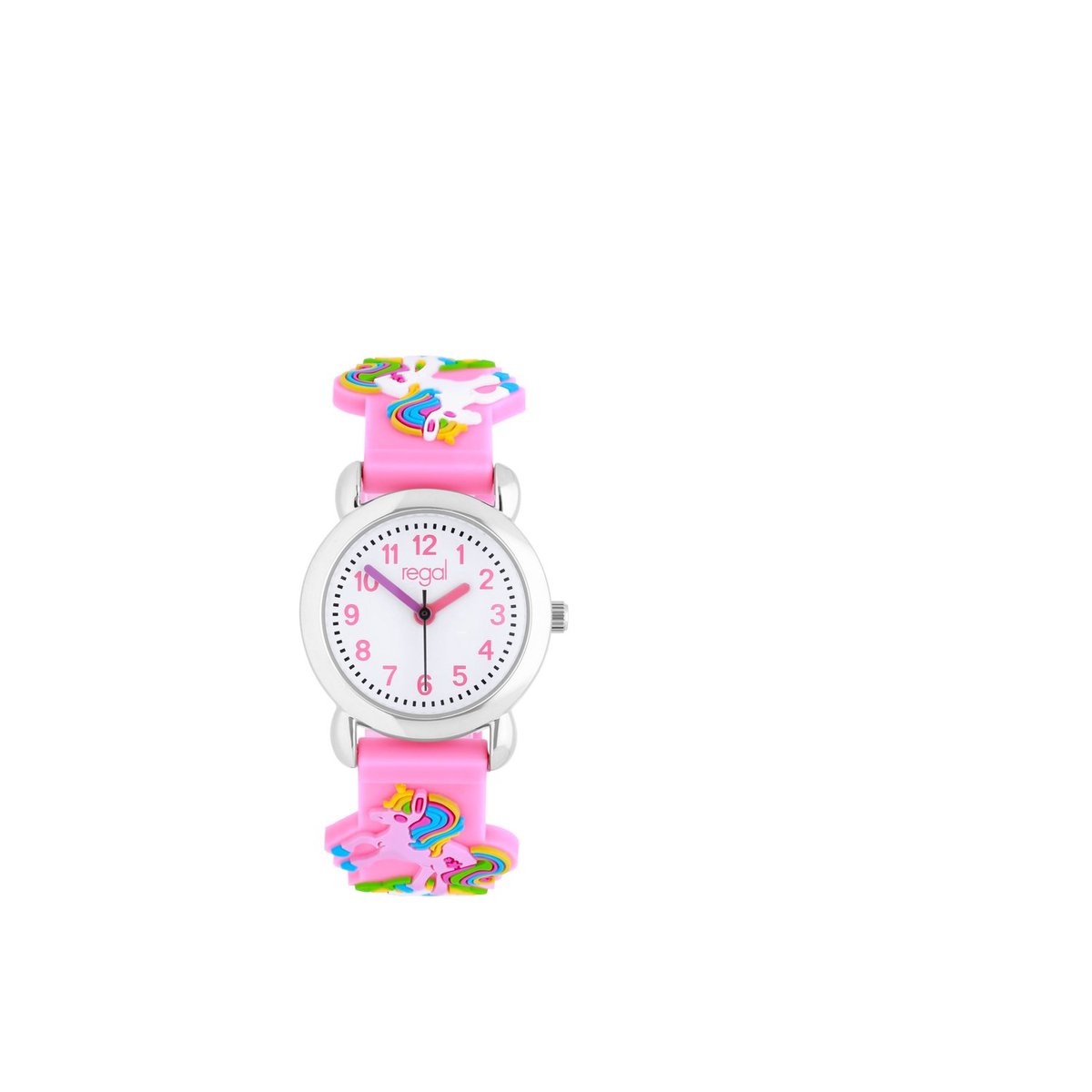 Lucardi Kinder Regal kinder horloge Unicorn - Horloge - Siliconen - Roze - 27 mm
