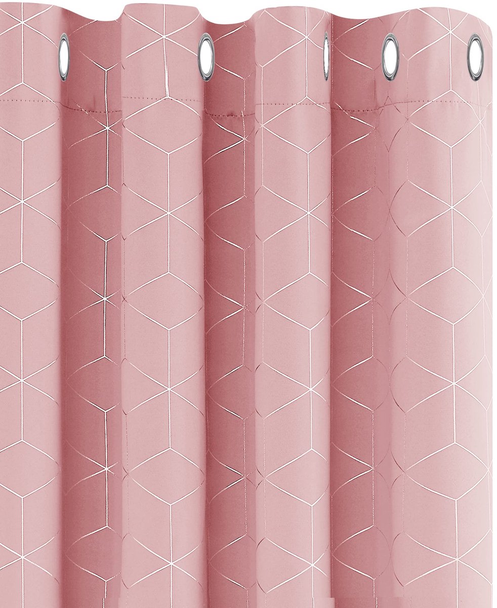 Ibenzoa Stijlvolle Verduisteringsgordijnen met Ringen voor Optimale Kamerdonkerte en Zonwering, 229 x 117 cm, Set van 2, Koraalroze