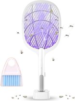 2-in-1 Elektrische Vliegenmepper – Inclusief Mini Stoffer en Blik - Muggenlamp – Vliegenvanger – UV Insectenlamp – Fruitvliegjes – Wespen Verjager – Oplaadbaar – Muggen racket – Tegen Motten