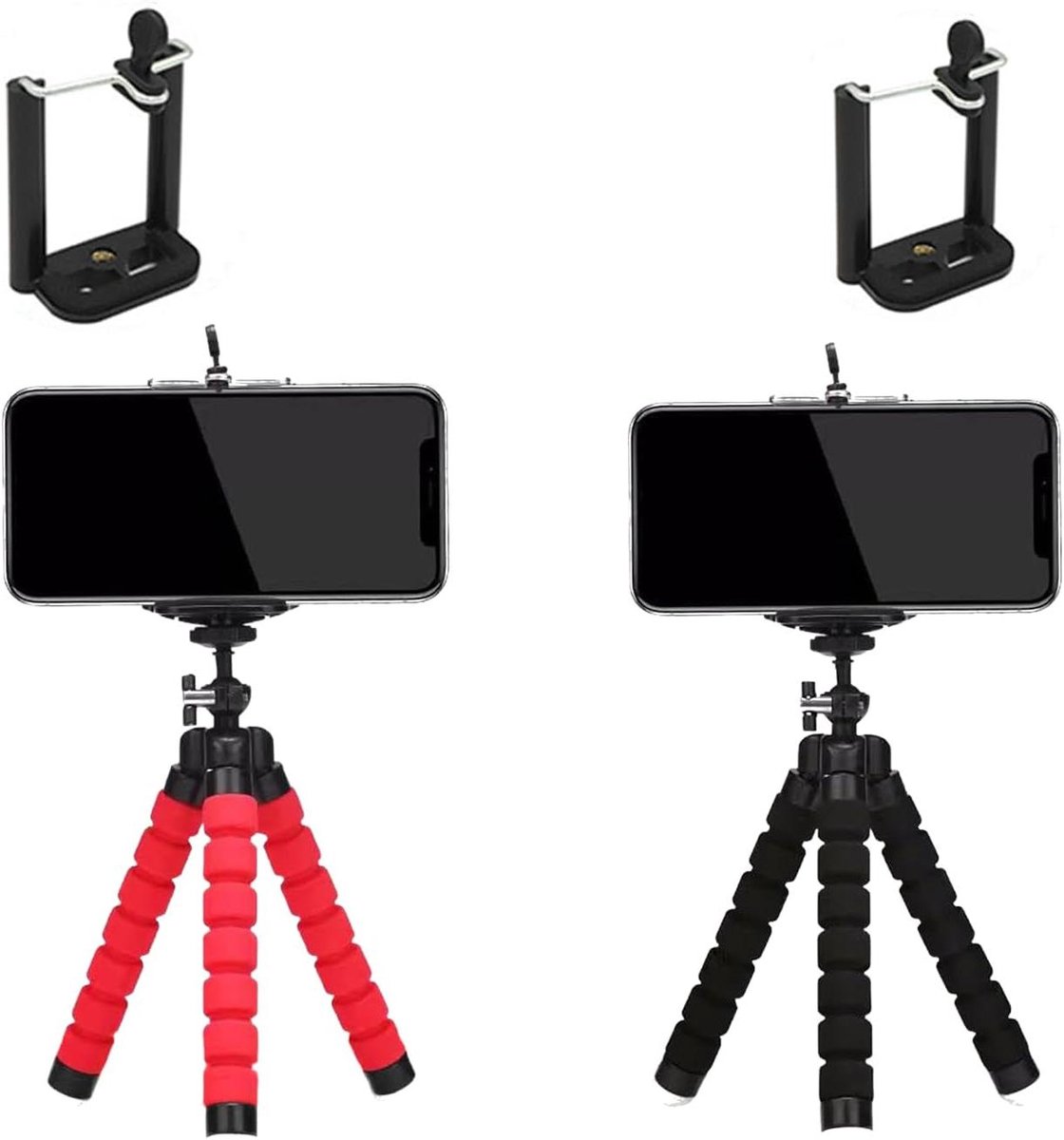 Allecto Plus - Flexibel mini-statief voor foto- en video-opnamen - 2 stuks met uittrekbare slang - Reizen, fotografie en video-selfies