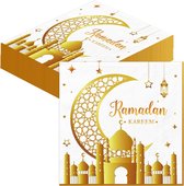 Eid Mubarak Ramadan decoratie - servetten goud wit 33 x 33 cm 20 stuks - Eid decoratie ster maan accessoires Ramadan