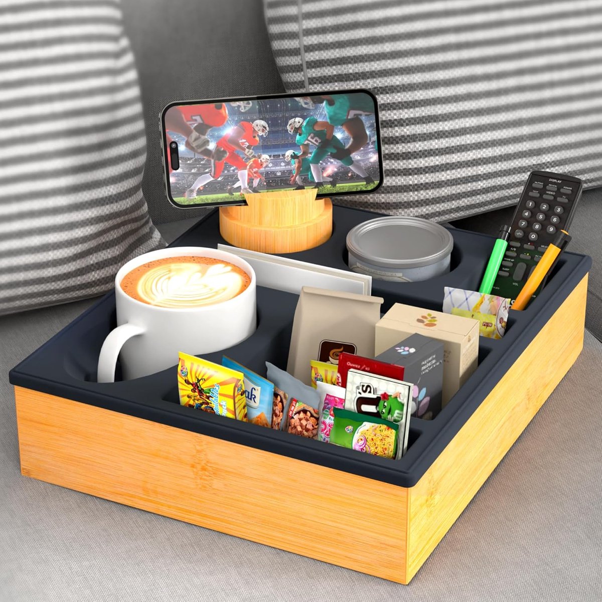 Couch Cup Holder Tray - Zwart - Silicone Couch Organiser