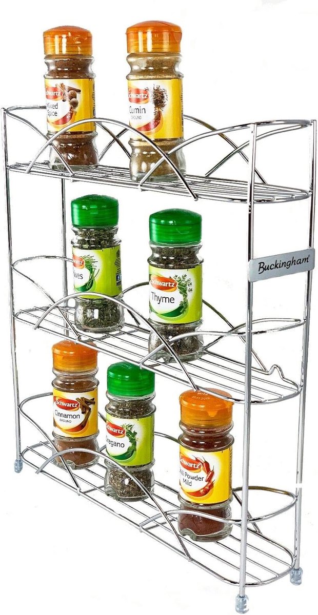 Vrijstaand Kruid & Kruidrek Organizer - 3 Lagen - Chroom - 33 cm