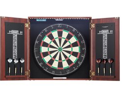 Dartbord Kast Set, Officiële Maat - Met Steeldarts en LED Verlichting - Complete Set voor Cricket