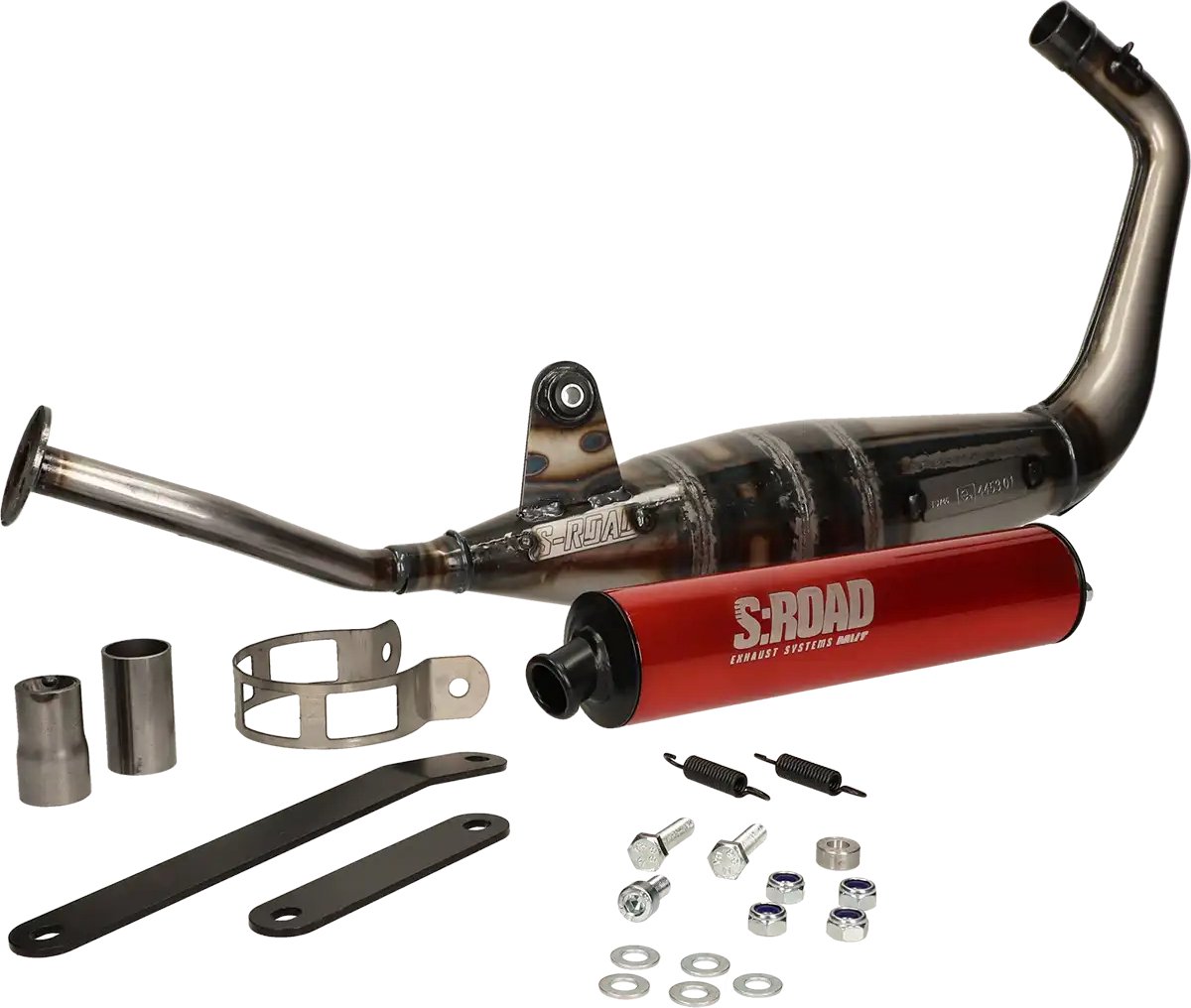 Uitlaat MVT S-Road EC01 50cc Minarelli AM6 onderlangs