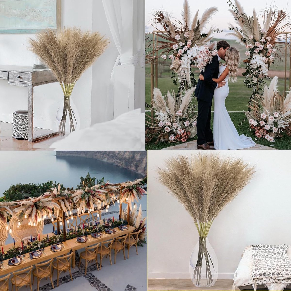 Ibenzoa® Kunstmatig Boho Pampasgras, 7 Stuks, 100 cm, Grote Droogbloemen voor Elegante Decoratie in Huis en Bruiloft