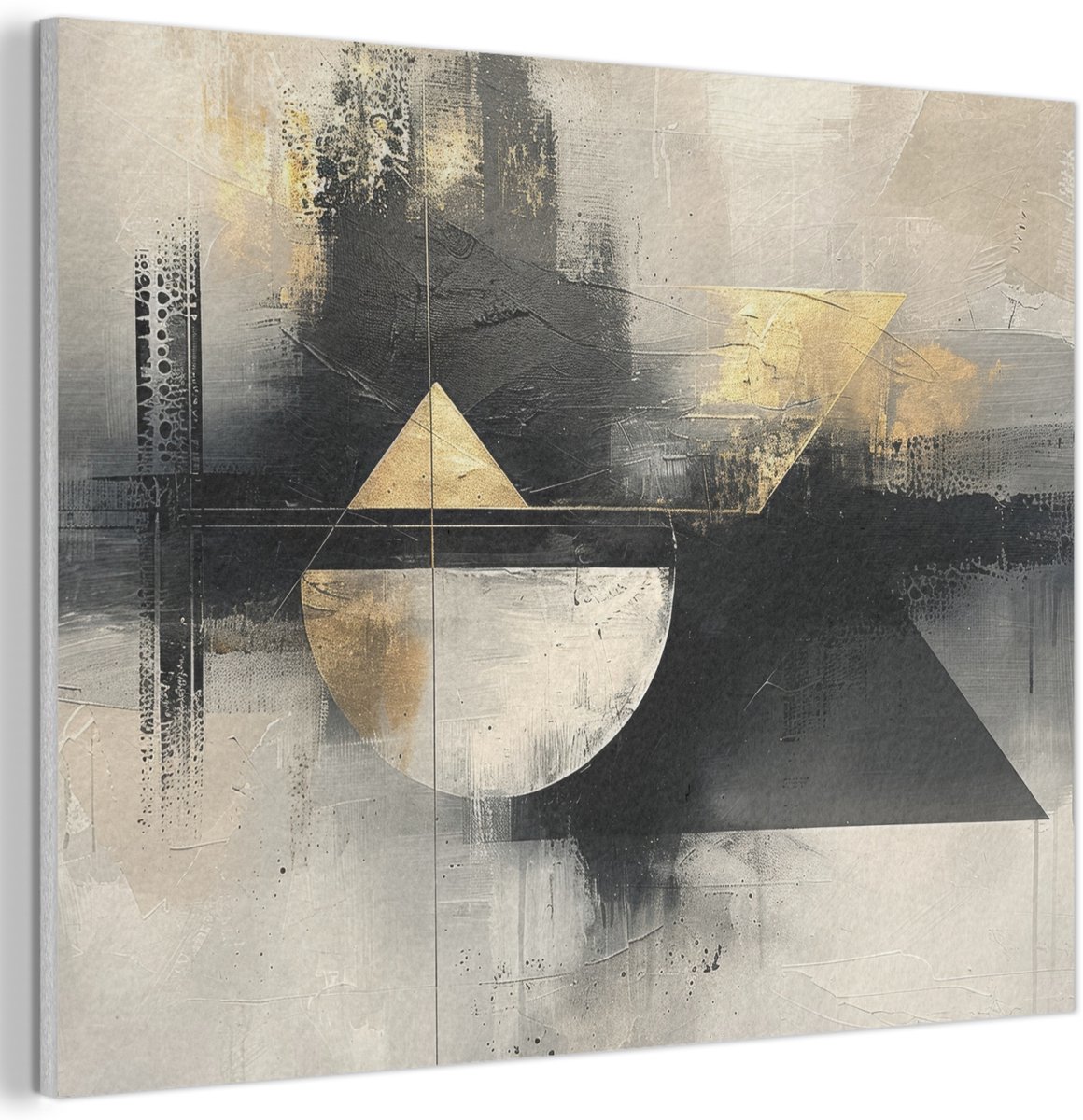 Akoestisch wandpaneel 70x50 cm - Vilt schilderij Abstract - Zwart - Verf - Modern - Akoestische panelen - Geluidsdempende wanddecoratie - Geluidsisolatie woonkamer - Muurdecoratie geluidspanelen