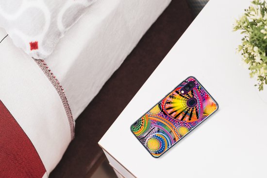 Telefoonhoesje Geschikt voor Samsung Galaxy A40 hoesje - Vormen - Kunst - Patronen - Psychedelisch - Siliconen Telefoonhoesje Telefoonhoesje