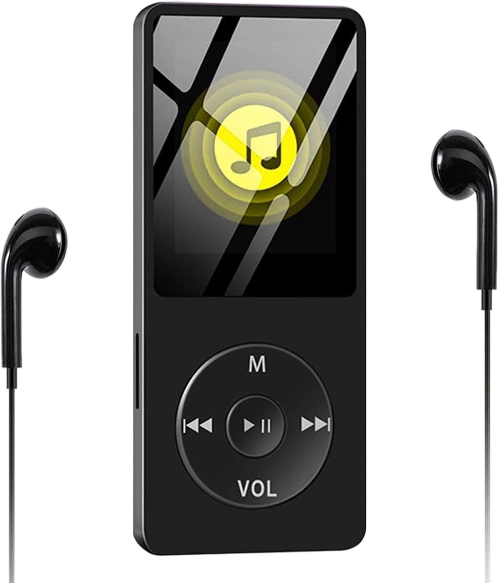 MP3 Speler - 8GB Geheugen - FM Radio - Luidspreker & Oordopjes - Muziekspeler met Voice Recorder & E-Book - Sport & Reizen - Zwart - Compact - 1 stuk