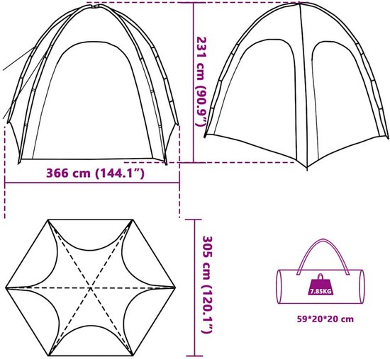 vidaXL - Zwembad - Tent - Azurblauw - 366x305 - cm - Waterproof van Vidaxl — afbeelding 2