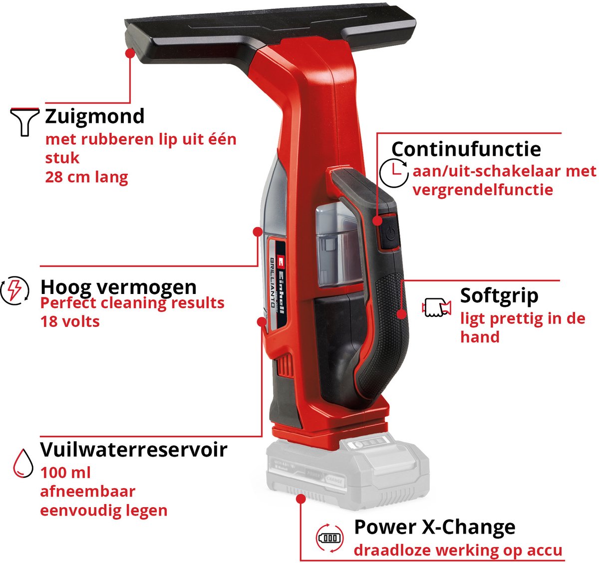 Einhell Accu Ruitenreiniger BRILLIANTO Li Solo thumbnail 2