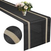Woven Vinyl Tafelrunner Zwart met Gouden Draad 72 x 12 Inch Heat Resistant en Waterproof