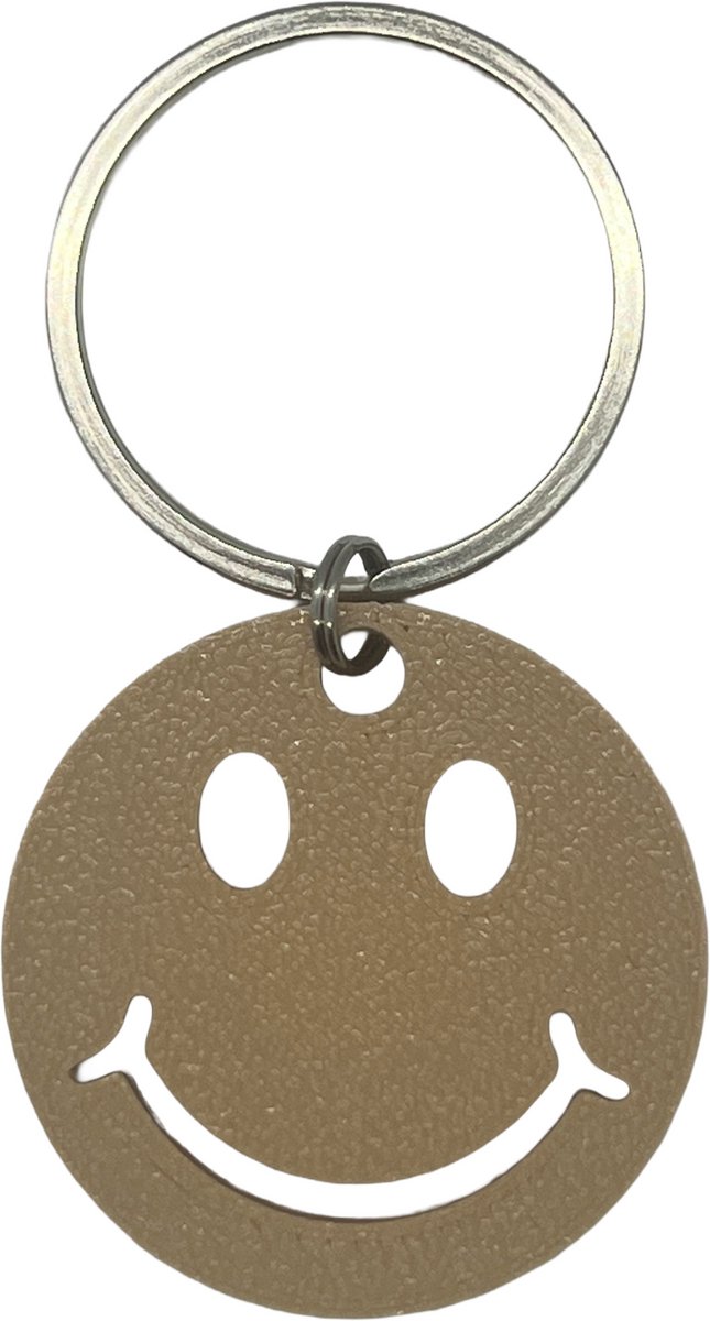 Smiley sleutelhanger Licht Bruin 4 cm