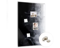 Tulup Glassboards - Rook Magneetbord - 70 cm x 100 cm - Zwart en wit Magnetisch Memobord - Gratis 5 Sterke Magneten - Moderne Wanddecoratie - Magneetbord Rechthoekig - Magneetbord Keuken - Notitiebord Werkplek - Magneetbord Muur