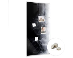 Tulup Glassboards - Rook Magneetbord - 60 cm x 120 cm - Zwart en wit Memobord Magnetisch - Gratis 5 Sterke Magneten - Industrieel Wandbord - Magnetisch Memobord - Magnetic Board - Productiviteit Tools - Memobord Glas