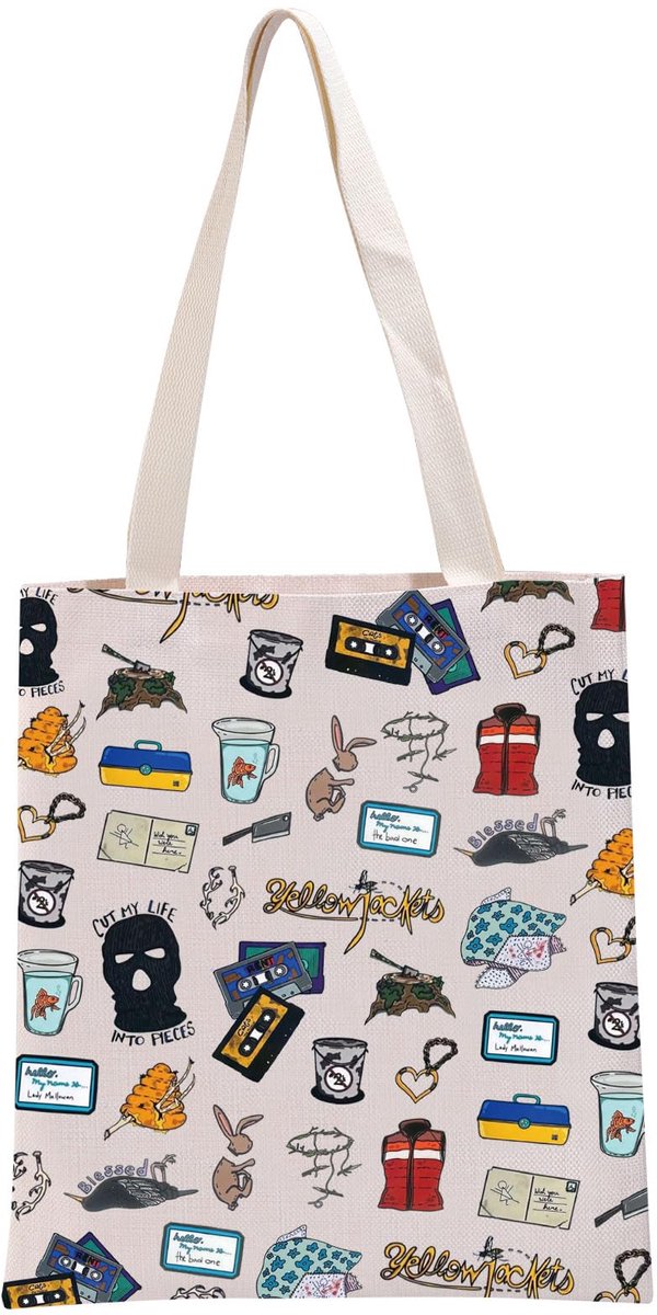 Stijlvolle gele jas tote bag van stevig materiaal, perfect voor fans van thriller en psychologische dramaseries, ideaal als cadeau voor televisieliefhebbers