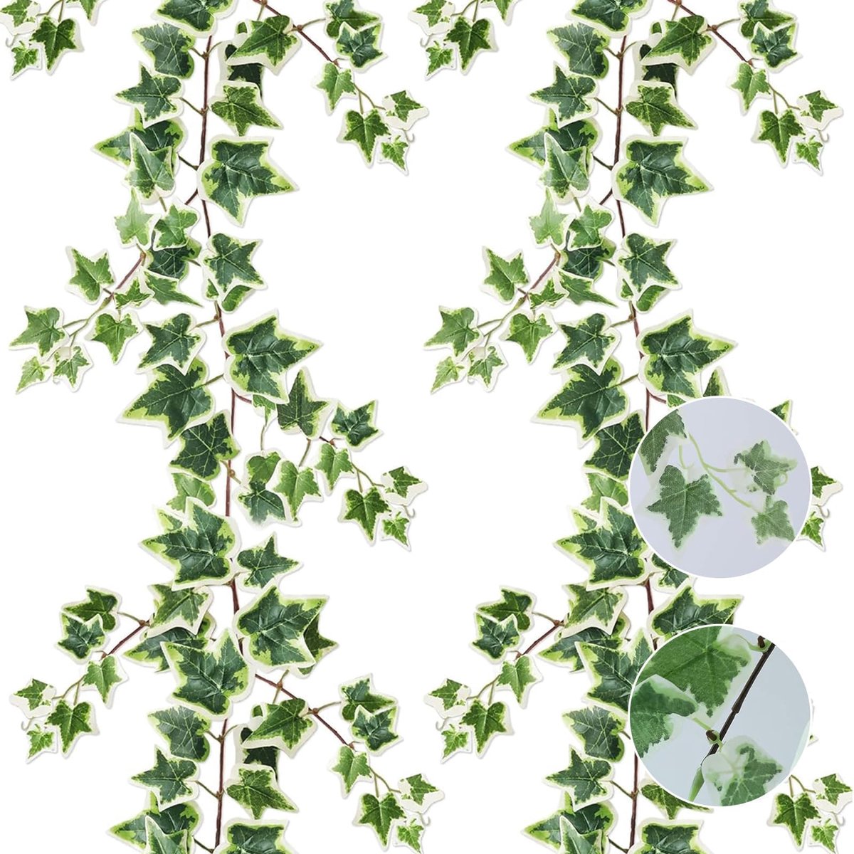Ibenzoa Kunstmatige Efeu Hangerplanten Set van 2 voor Stijlvolle Kamerdecoratie en Wandversiering groen