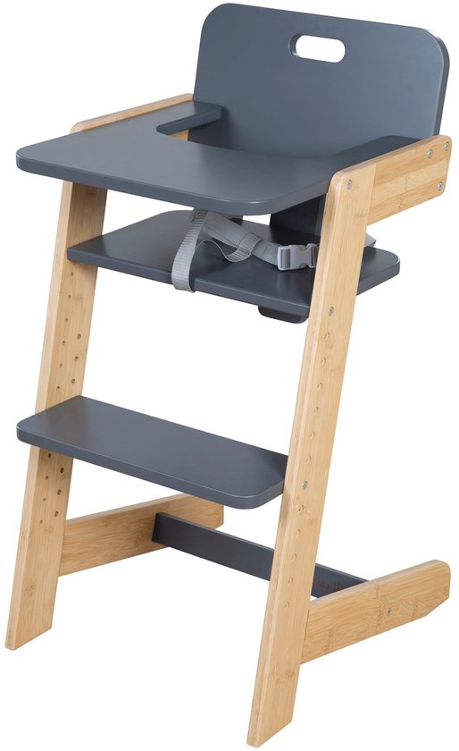 Chaise de culture en bois «Nature Up » avec plateau repas - Harnais 3 points - Charge maximale 70 kg - Bamboe / Anthracite