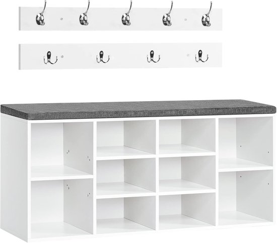 Garderobe met kapstok en schoenenbank - verstelbare planken - Naturel