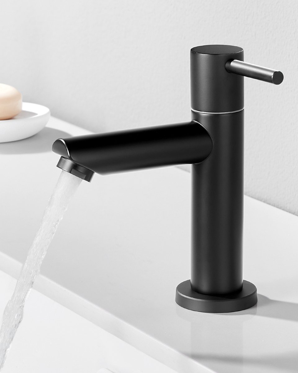 Anycee Max Koudwater wastafelkraan - Badkamer Zwart - wastafel kraan zwart - Badkamerkraan - badkamer kraan Zwart